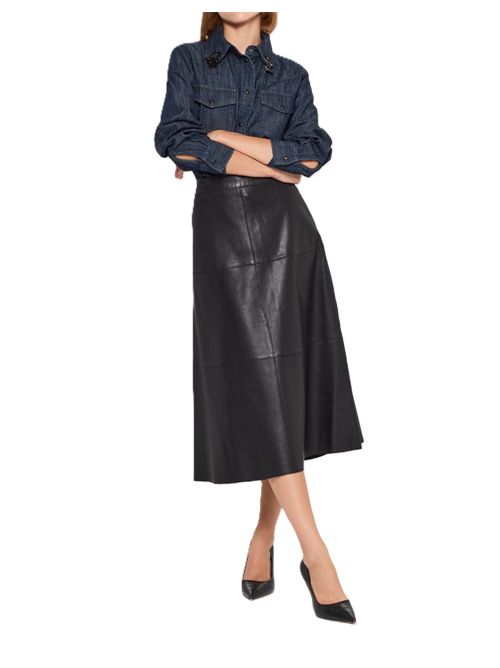 Camicia denim con ricamo P.a.r.o.s.h. | D381316RCANDORE813 FANTASIA NERO